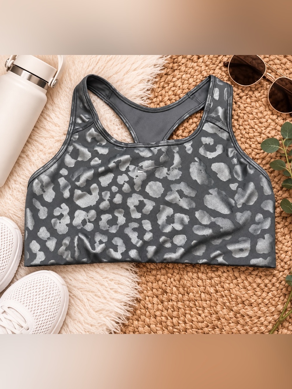 Nike Gray Leopard Print Racerback Sports Bra Women’s